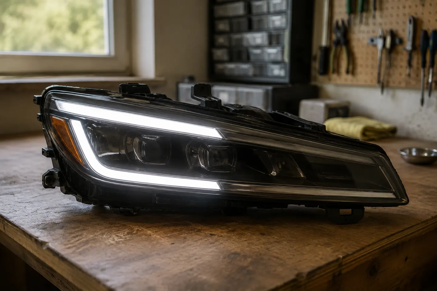Faros de luz diurna DRL encendidos tras la reparación